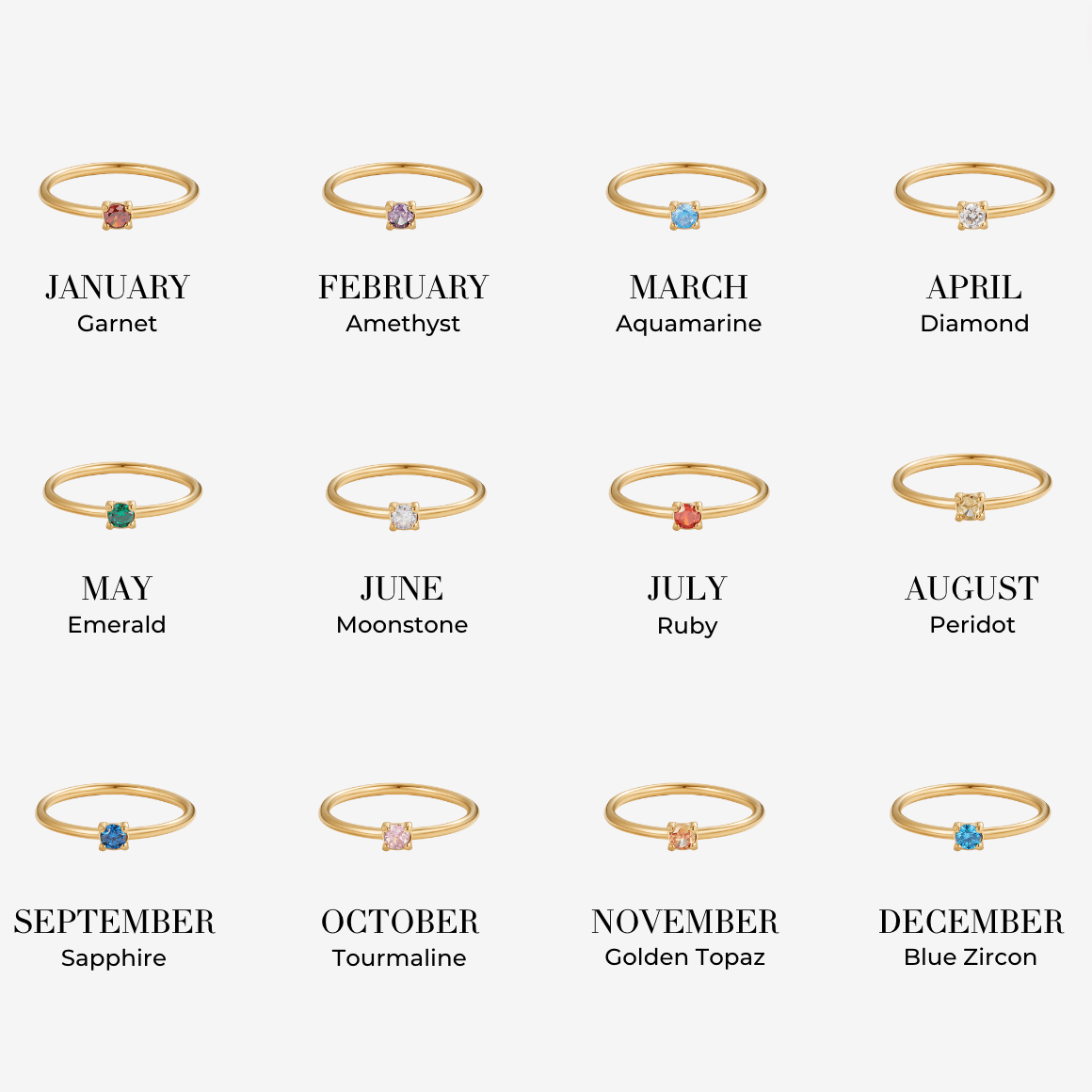 Birthstone 18K Gold Rings