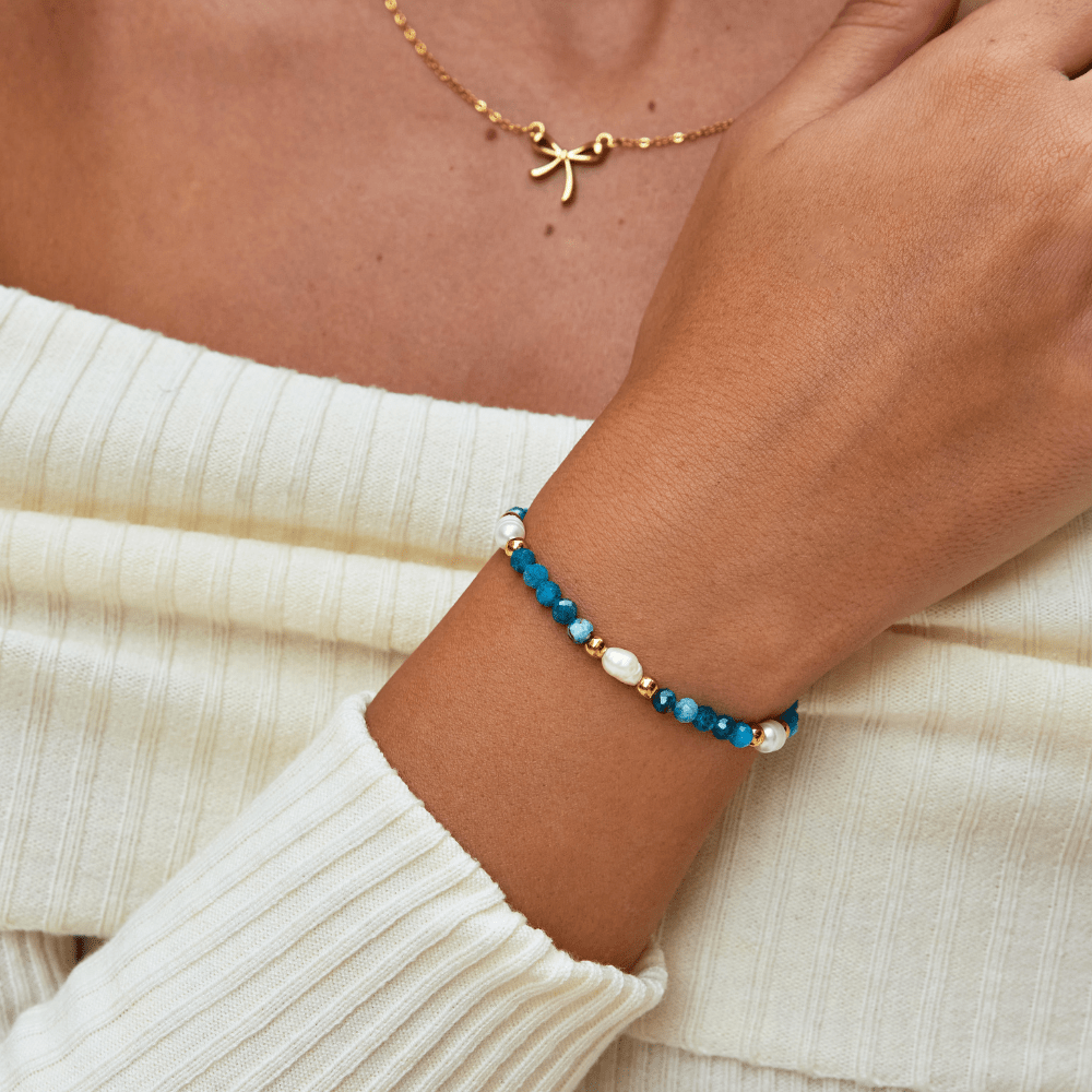 Free Turquoise Blue & Pearl Bead Bracelet