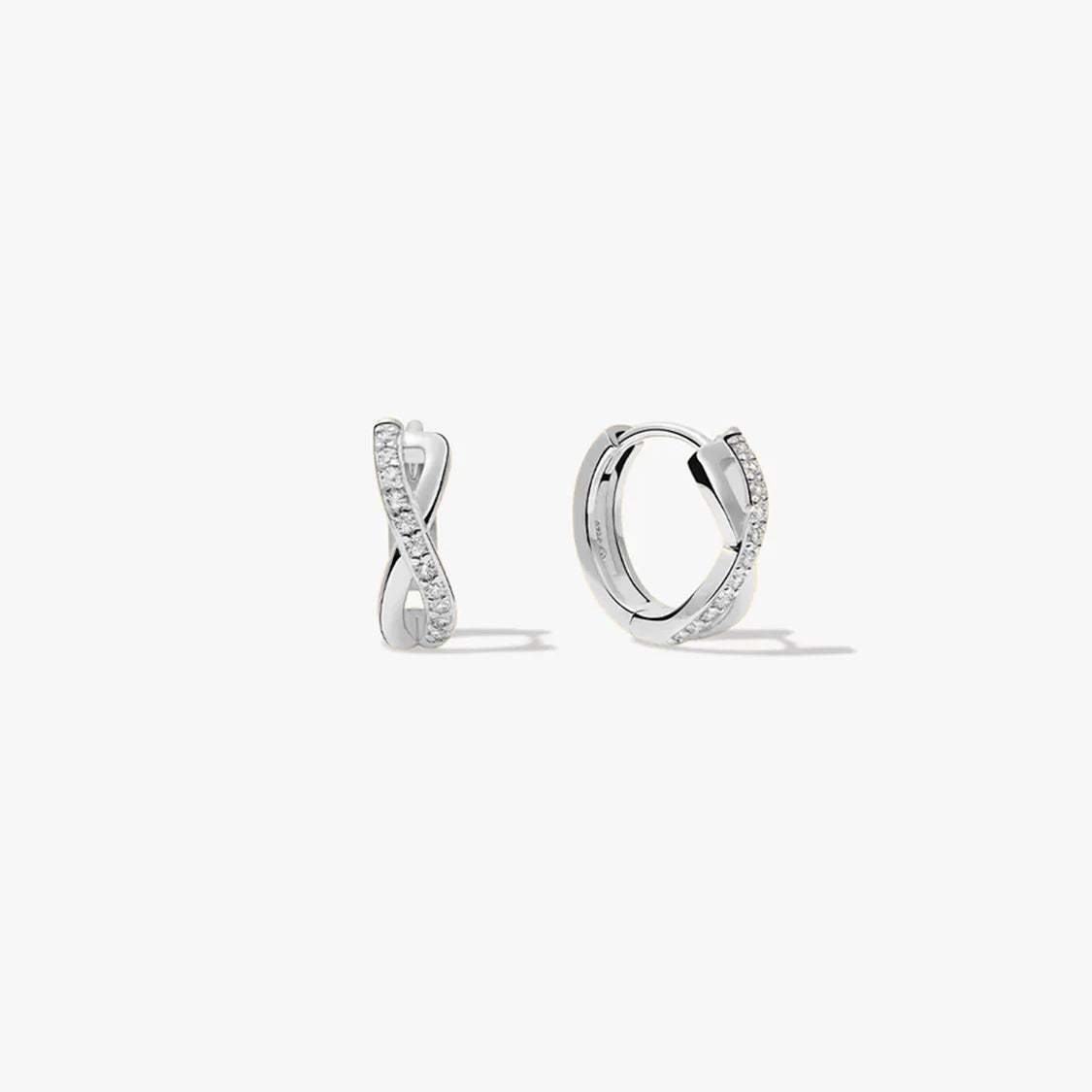 Cross Half Pave Sapphire Huggies