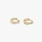 Cross Half Pave Sapphire Huggies