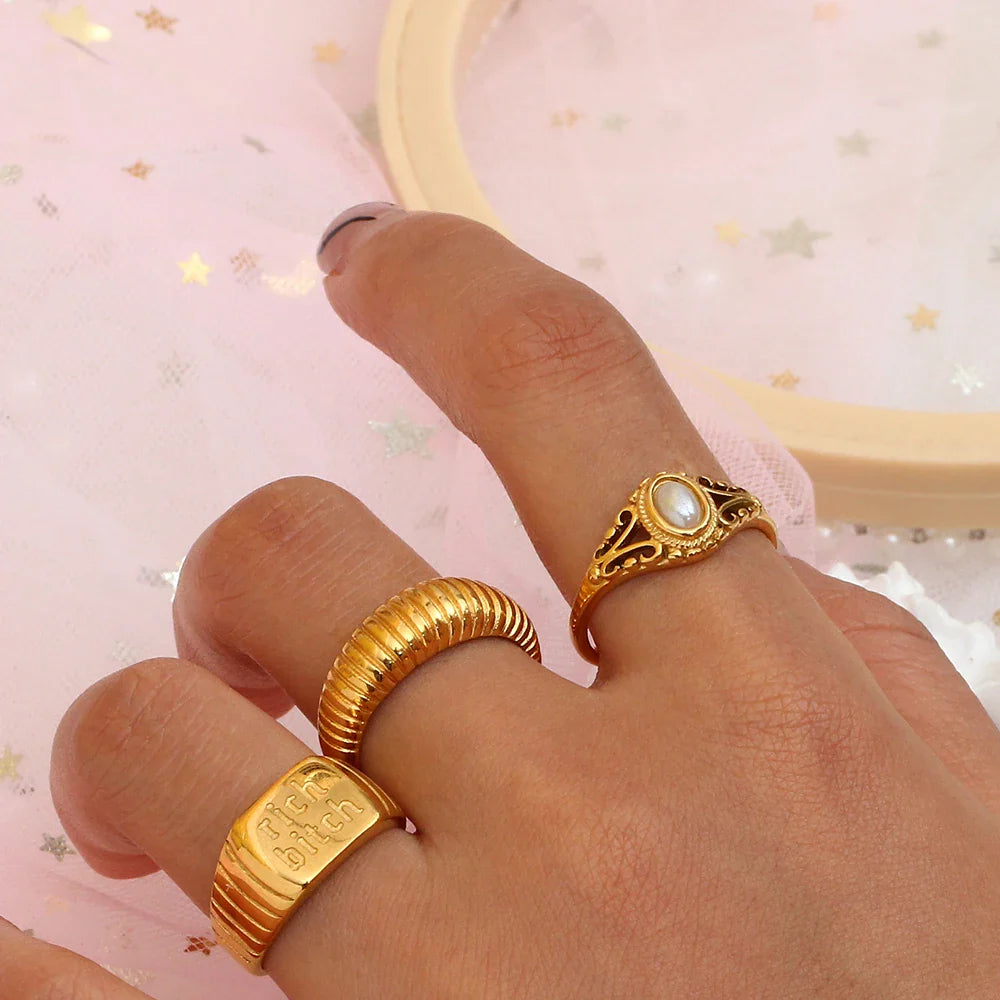 Harper - Women's Ring - 18K Gold Plated Freshwater Pearl, Hypoallergenic