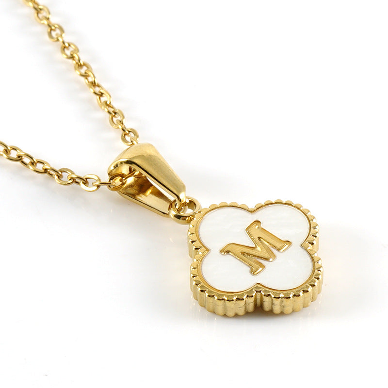 Pearl Clover Initial Necklace