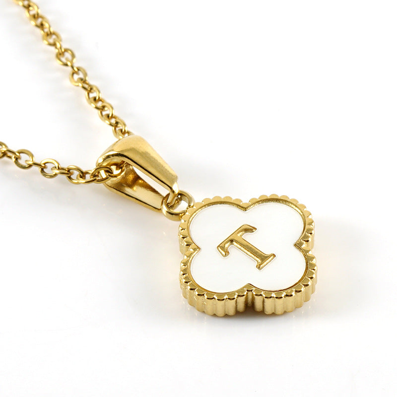 Pearl Clover Initial Necklace