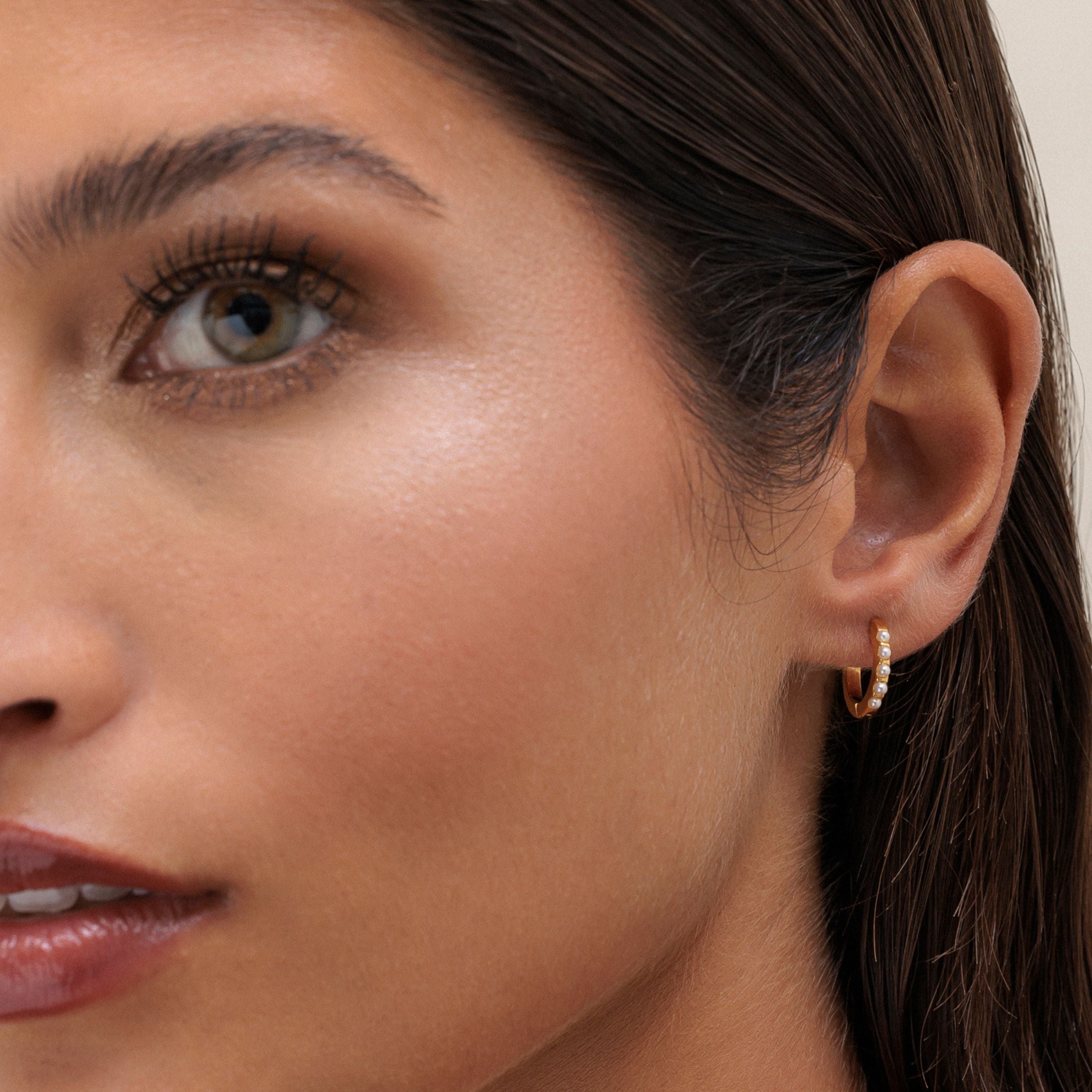 Mini Pearl Hoops
