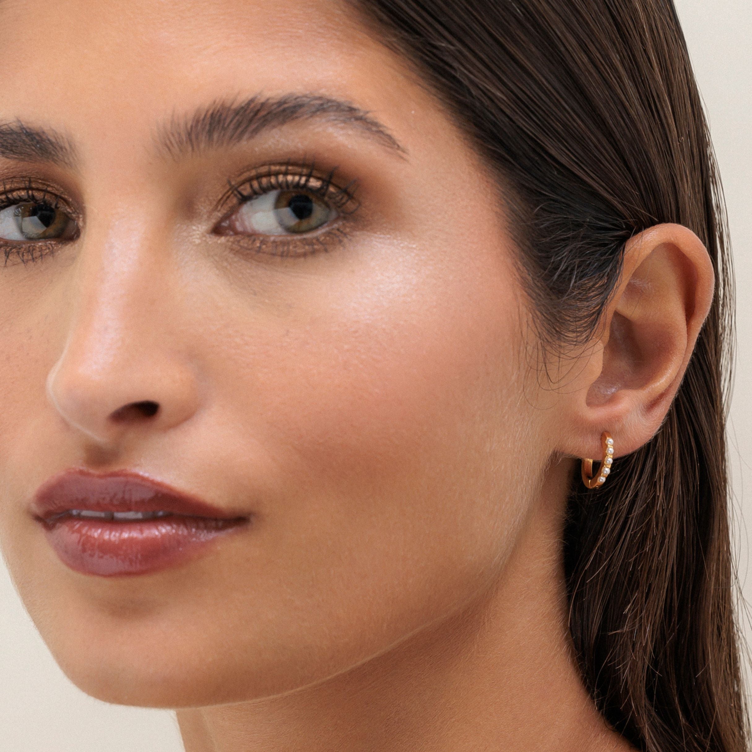 Mini Pearl Hoops
