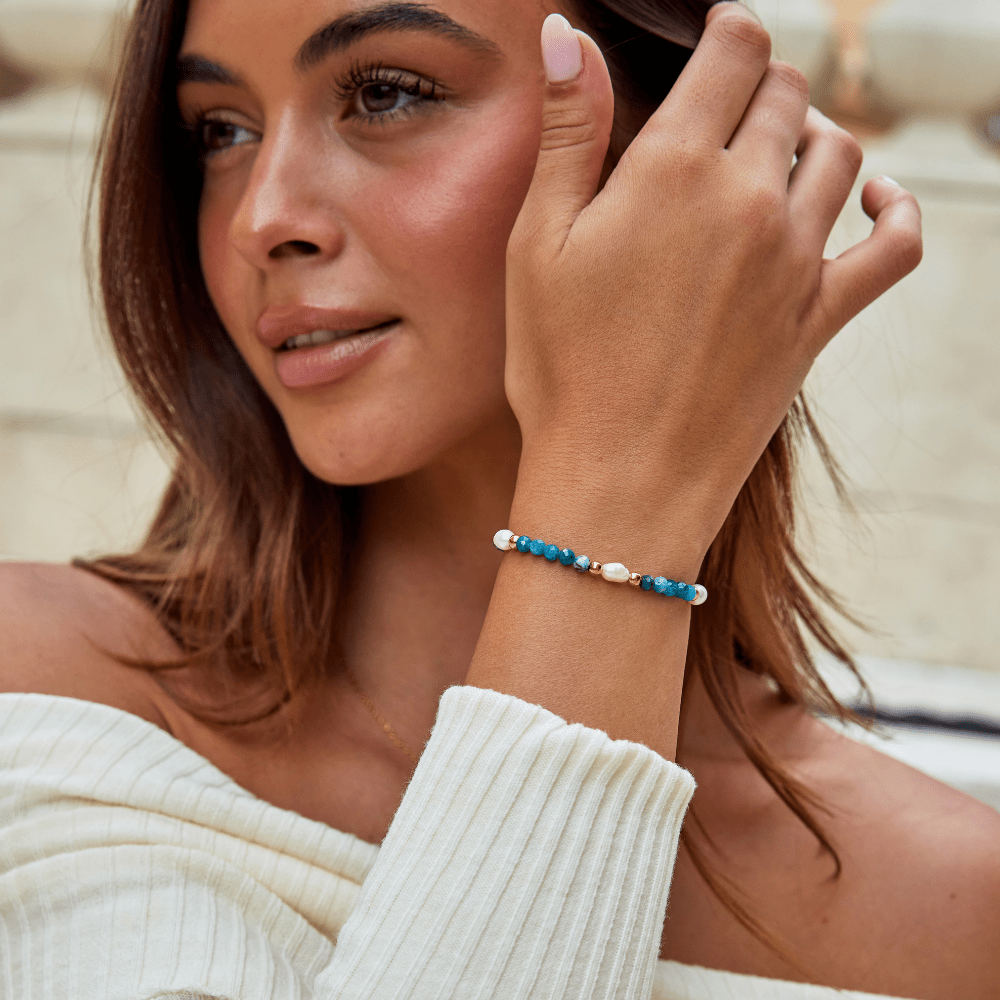 Free Turquoise Blue & Pearl Bead Bracelet