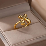 Cindella Gold Rings for Women - Adjustable Stainless Steel Bubble Letter Design